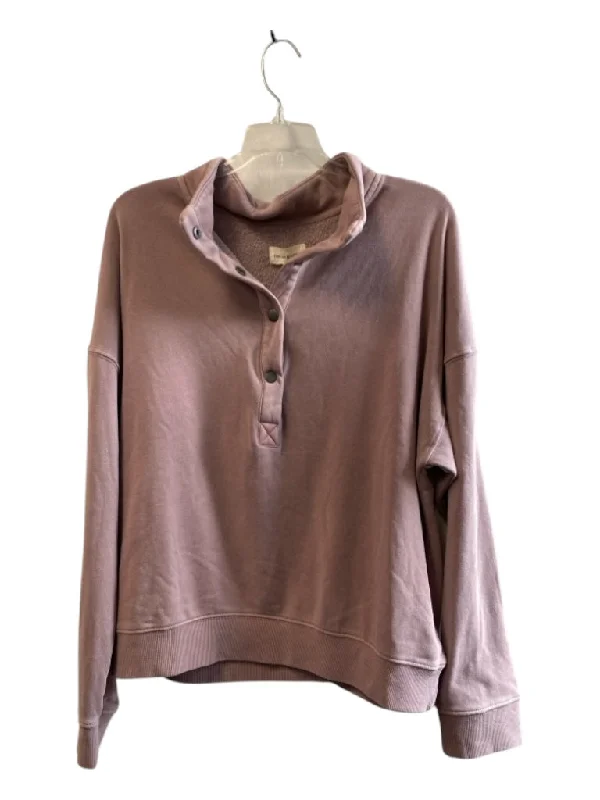 Thread & Supply Size Large Mauve Cotton Blend Snap Closure Long Sleeve Top