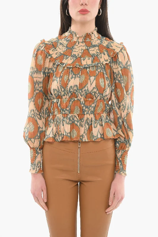 Ulla Johnson Stretchy Rouched NOOR Long Sleeved Blouse