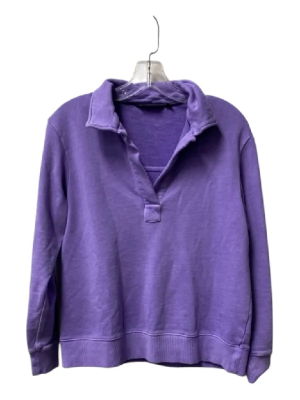 Vineyard vines Size XS Lavendar Cotton Long Sleeve Open Collar Ribbed Hem Top